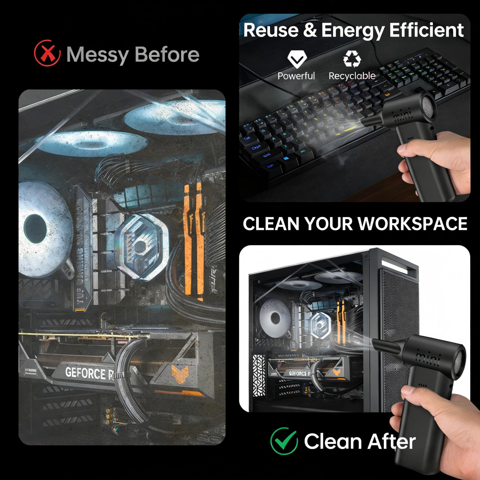 Rechargeable Air Duster - Powerful Dust Cleaner -9