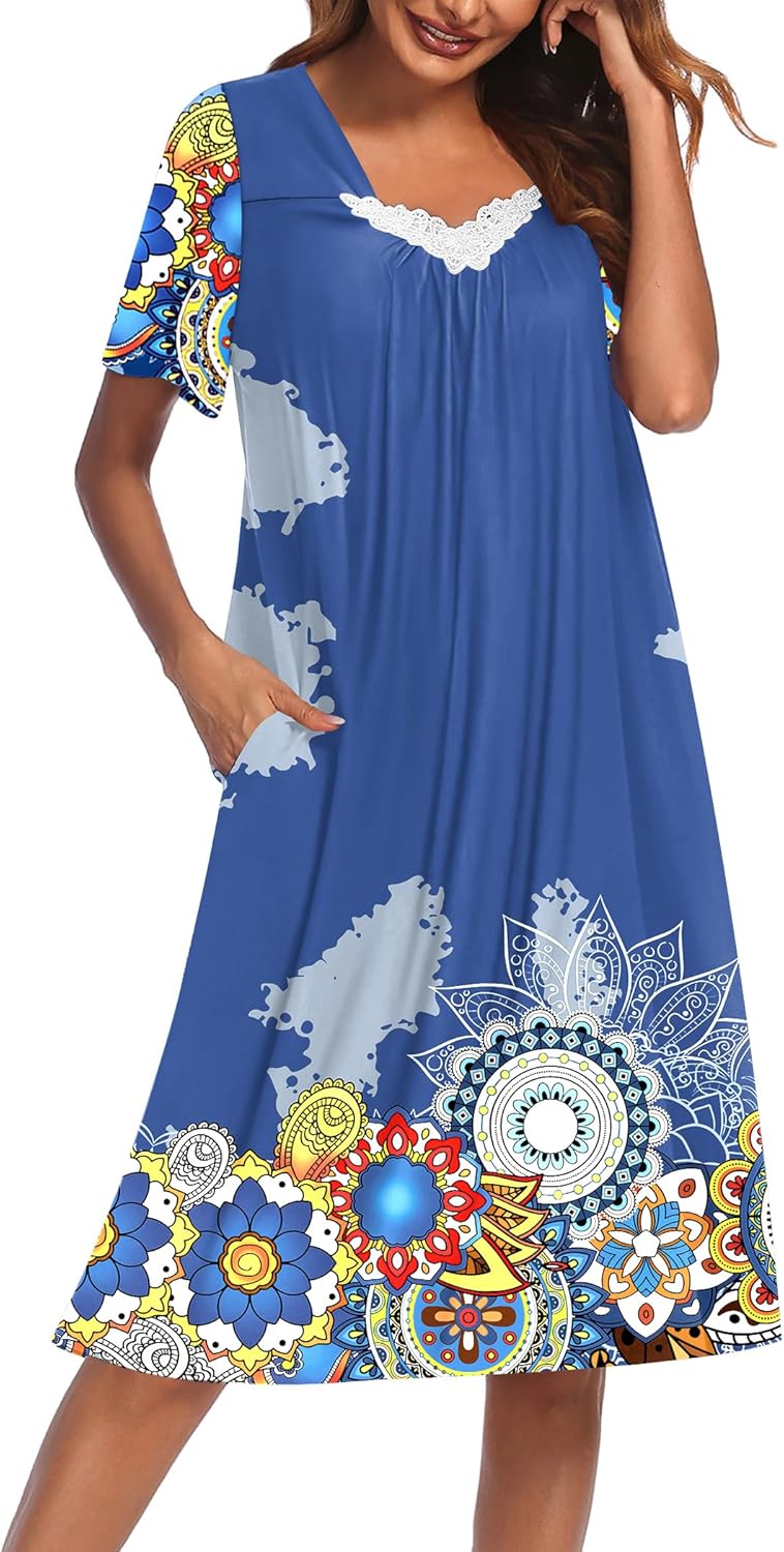 Ekouaer nightgowns women house dress pockets mumu dress summer