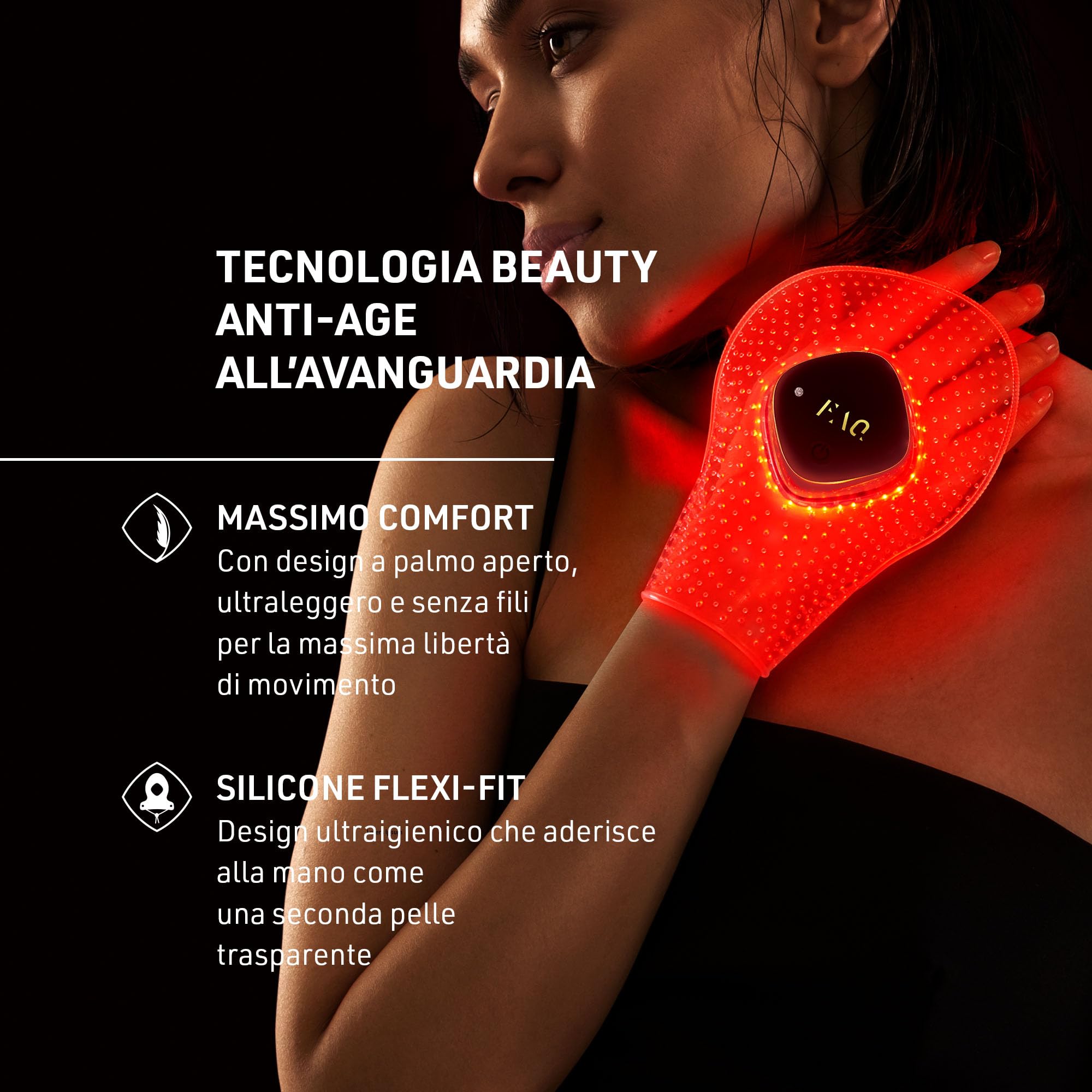 FAQ 221 Maschera mani anti-age LED NIR - Silicone Flexi-Fit per rughe