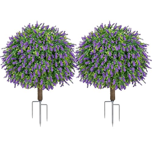 LUCEALBERI 25.4" Artificial Boxwood Topiary Ball Trees