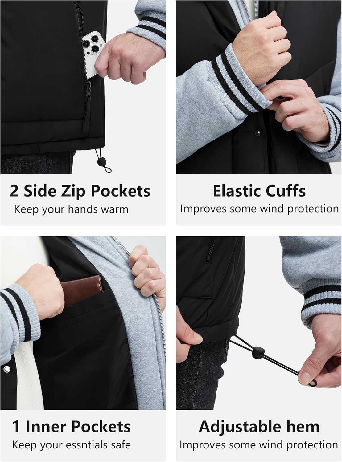 Winter Coats For Men Winter Jackets Water Resistant Warm Thicken Insulated Hooded Windproof Coat - Image 4