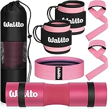 WALITO 8Pcs Barbell Pad Set for Hip Thrust - Squat Pad,Gym Accessories for Women with Bar Bad,Bench Press, with Gym Ankle Straps,Resistance Bands for Working Out,Lifting Strap,Carry Bag