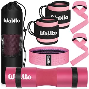 WALITO 8Pcs Barbell Pad Set for Hip Thrust - Squat Pad Gym Accessories for Women with Bar Bad