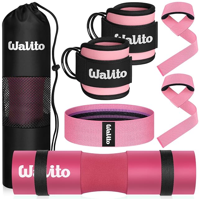 WALITO 8Pcs Barbell Pad Set for Hip Thrust - Squat Pad Gym Accessories for Women with Bar Bad