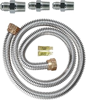 Dormont Supr-Safe Gas Appliance Connector Kit - 5/8 In. OD (1/2 In. ID) 1/2 In. MIP X 1/2 In. MIP X 3/4 In. MIP X 48 In. Length Uncoated, (0145811) 30-3131KIT-48B, Silver