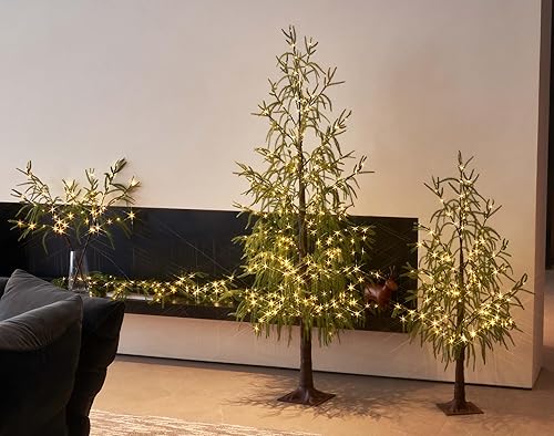 Miniatura 4 de Hairui Guirnalda de pino Norfolk iluminada, 110 luces de hadas con temporizador, guirnalda con luces de 6 pies alimentada por USB y funciona con