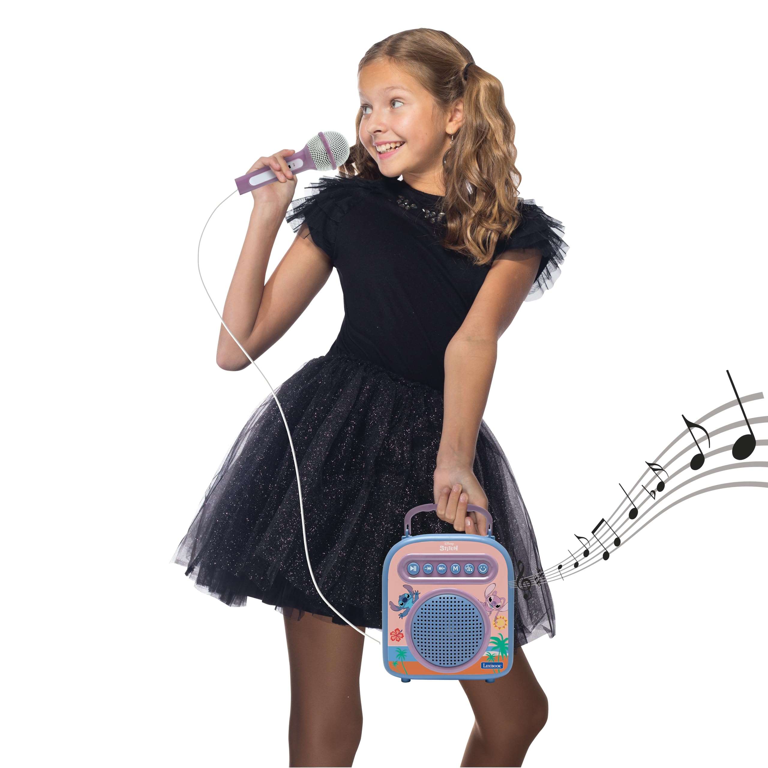 LEXIBOOK, Disney Stitch, Wireless Speaker with 2 Microphones, Pink/Blue, BTC050D, Pink, Blue, Petit - Image 4