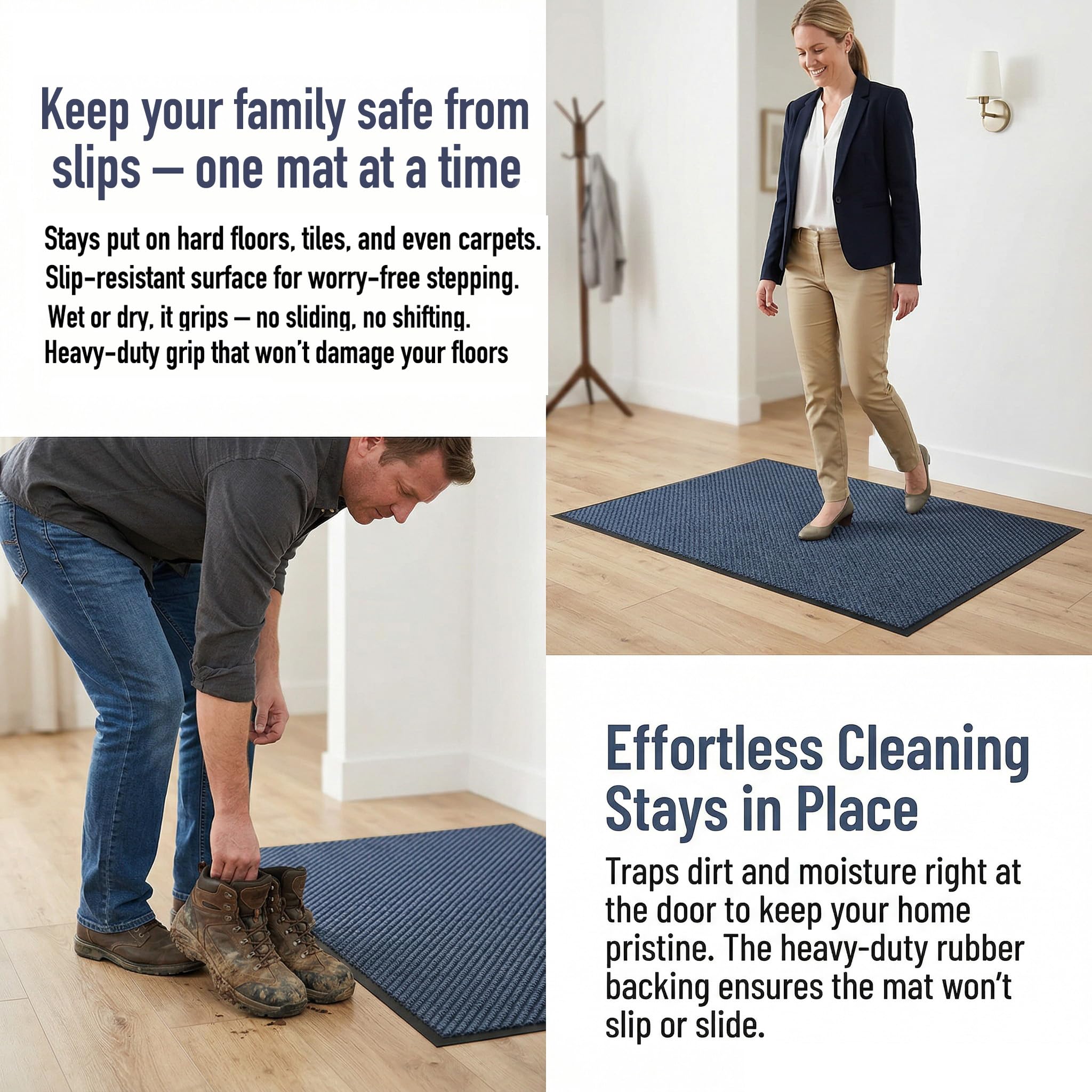 Heavy Duty Doormat for High Traffic Entryways Rug All Weather Door Floor Mat with Ultra Grip PVC Backing Non Slip Welcome Mat for Patio,Entry,Indoor Outdoor (Cold Gray, 24x72inch) — Amazon image 5
