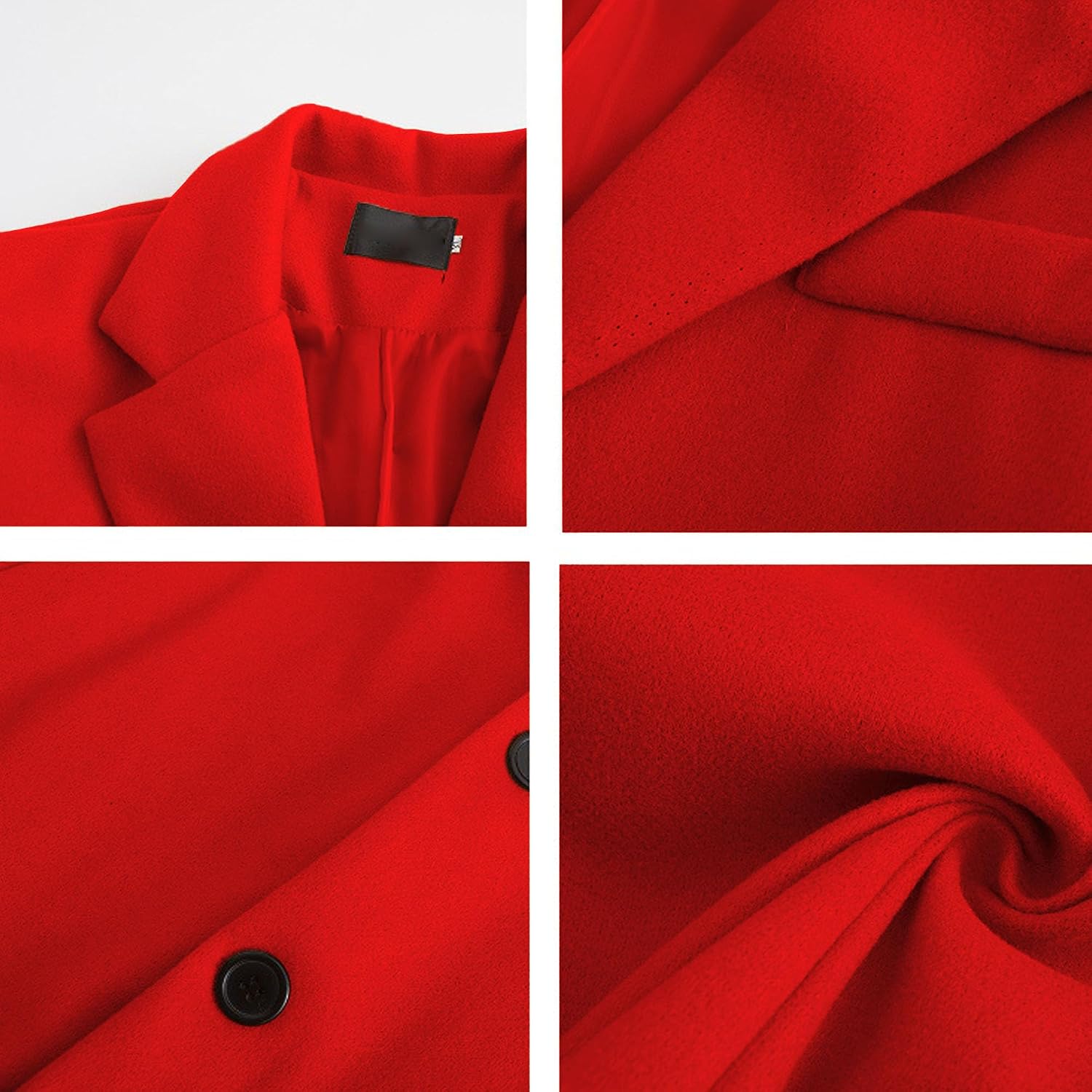 Maiyifu-GJ Men's Fall Winter Trench Coat Wool Blend Pea Coat Notched Collar Single Breasted Overcoat Slim Fit Business Jacket