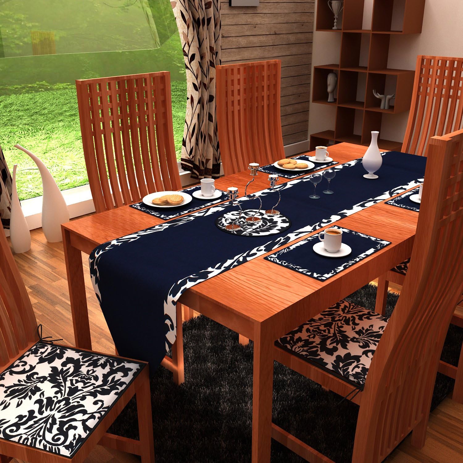 Amazon｜ホームハートCotton Duck 7 pcテーブルランナーセット（テーブルmat6 &テーブルrunner1 ) 13