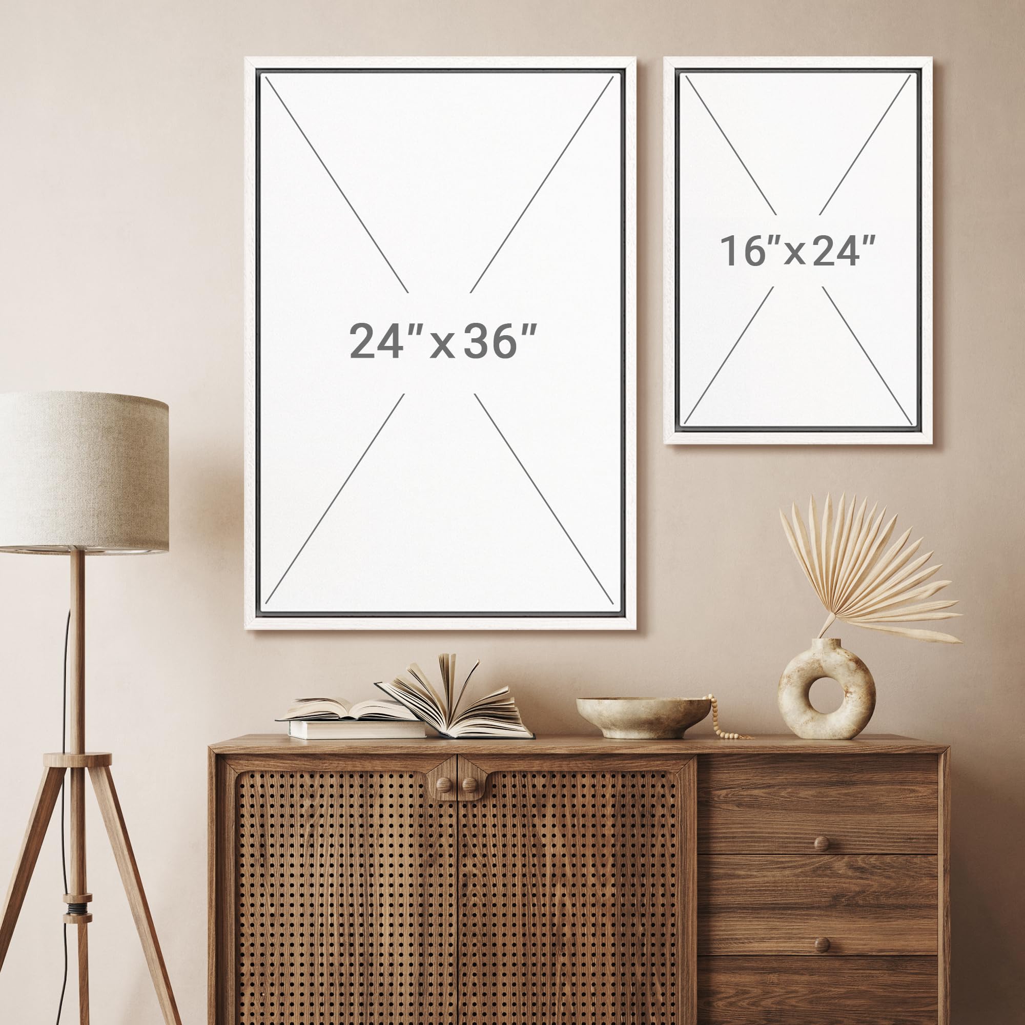 SIGNFORD Framed Canvas Print Wall Art Set Soft Hydrangea Pair Light Blue Florals with Green Leaves Illustration Modern Art Decorative Nordic Nature for Living Room, Bedroom, Office - 24"x36"x2 White — view 7