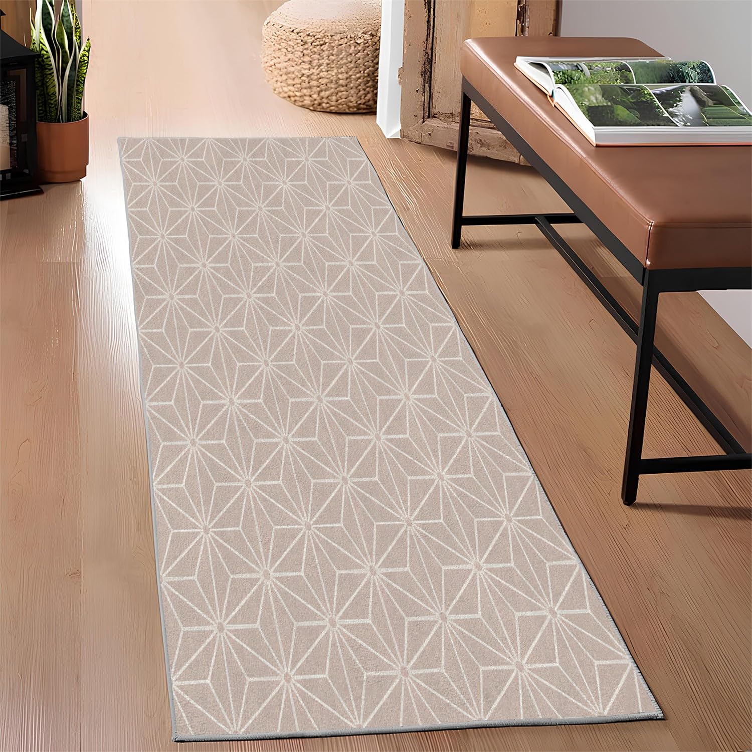 Geometric Area Rug , 38x40Modern Washable Entryway Rugs Indoor, Non Slip Low Pile Area Rug for Bedroom Abstract Carpet, Small Rugs for Office Nursery Play Mat(A-20)
