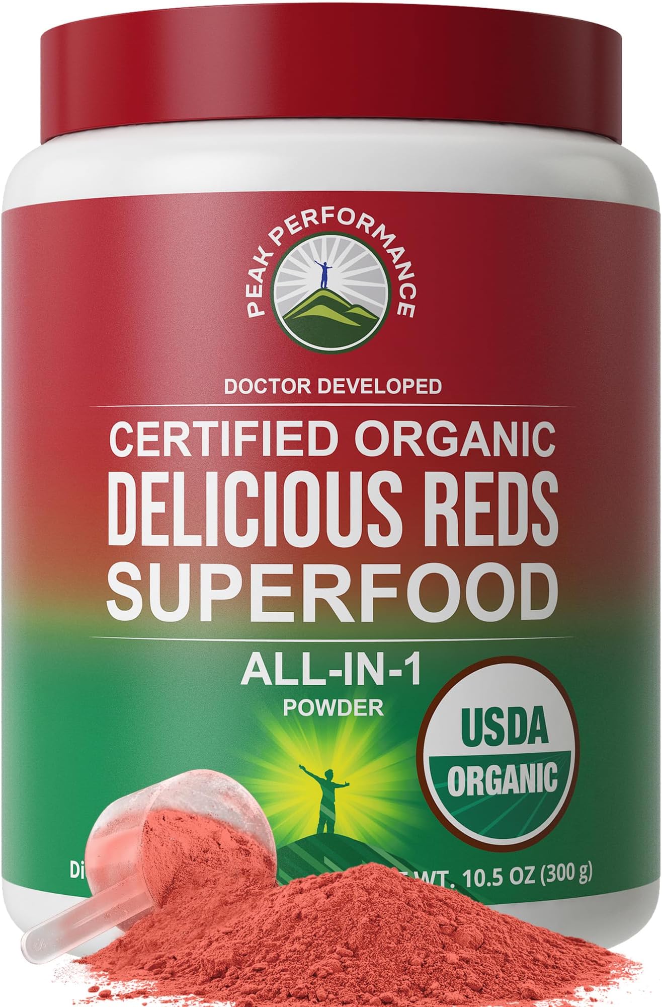 Organic Reds Superfood Powder, Best Tasting Red Juice Super Food w/ 25+ All Natural Ingredients & Polyphenols, Vital for Max Energy and Detox - Raspberry, Elderberry, Beetroot