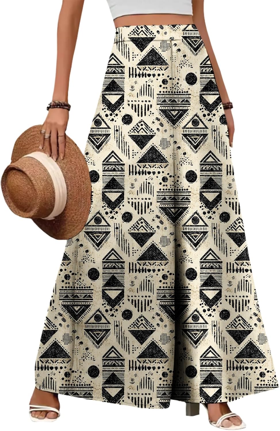 Plus Size Lounge Pants for Women Dressy Casual Boho Pants Elastic High Waisted Wide Leg Trousers Cruise Outfits