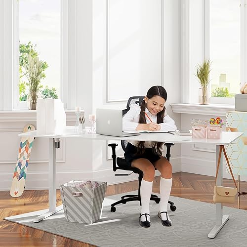 Vista 99 de Meilocar - Escritorio eléctrico de pie ajustable en altura, escritorio para computadora con controlador de memoria, estación de trabajo de oficina