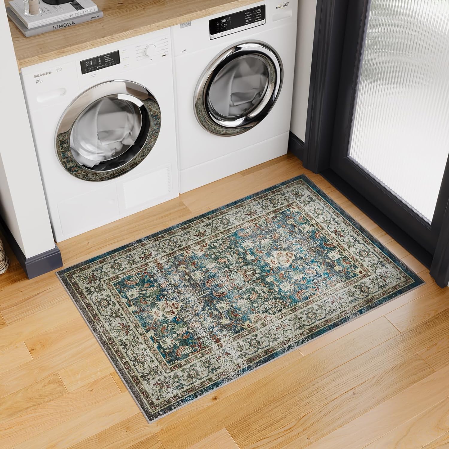 Dripex Vintage Washable Area Rug 2x4 Indoor Door Mat