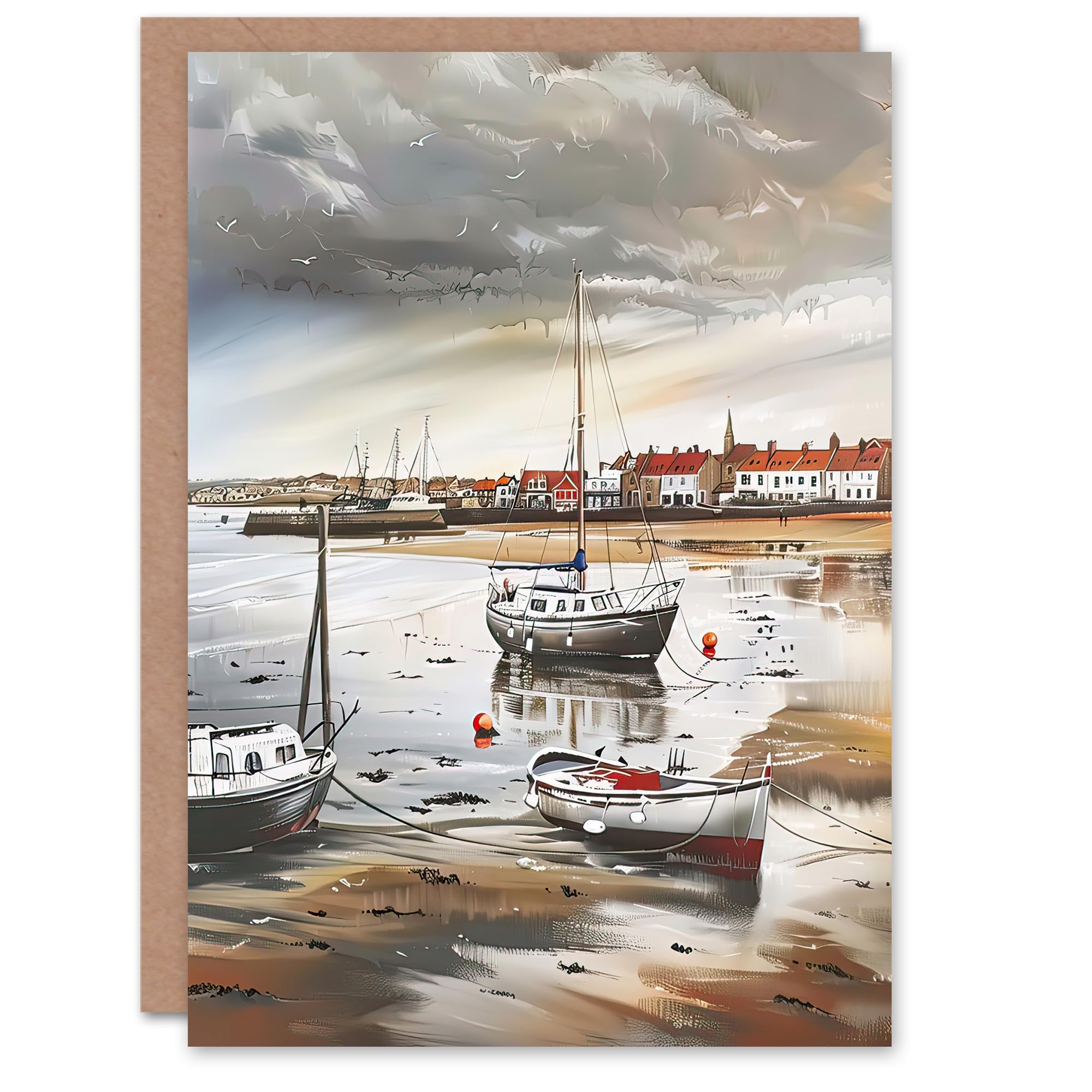 Artery8 Greeting Card Fishing Boats English Coastal East Yorkshire Blank For Him Or Her Art Birthday Card