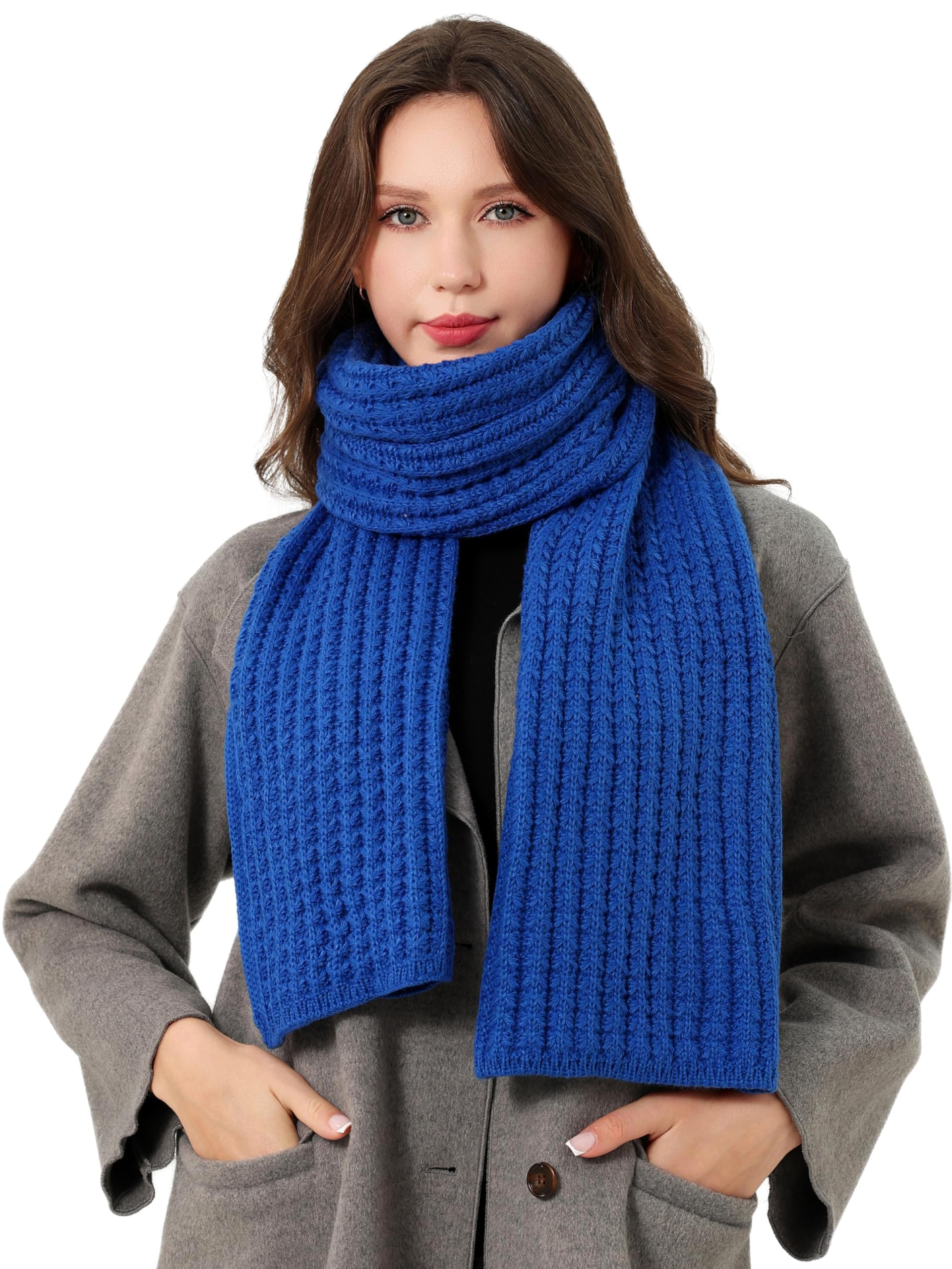 DonDon scarf for women uk winter scarf knitted scarf - Blue