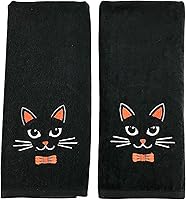 Vista 13 de Juego de 2 toallas de baño de Halloween con diseño de familia fantasma espeluznante, color negro, suave, 100% algodón, 12 x 18 pulgadas, decoración