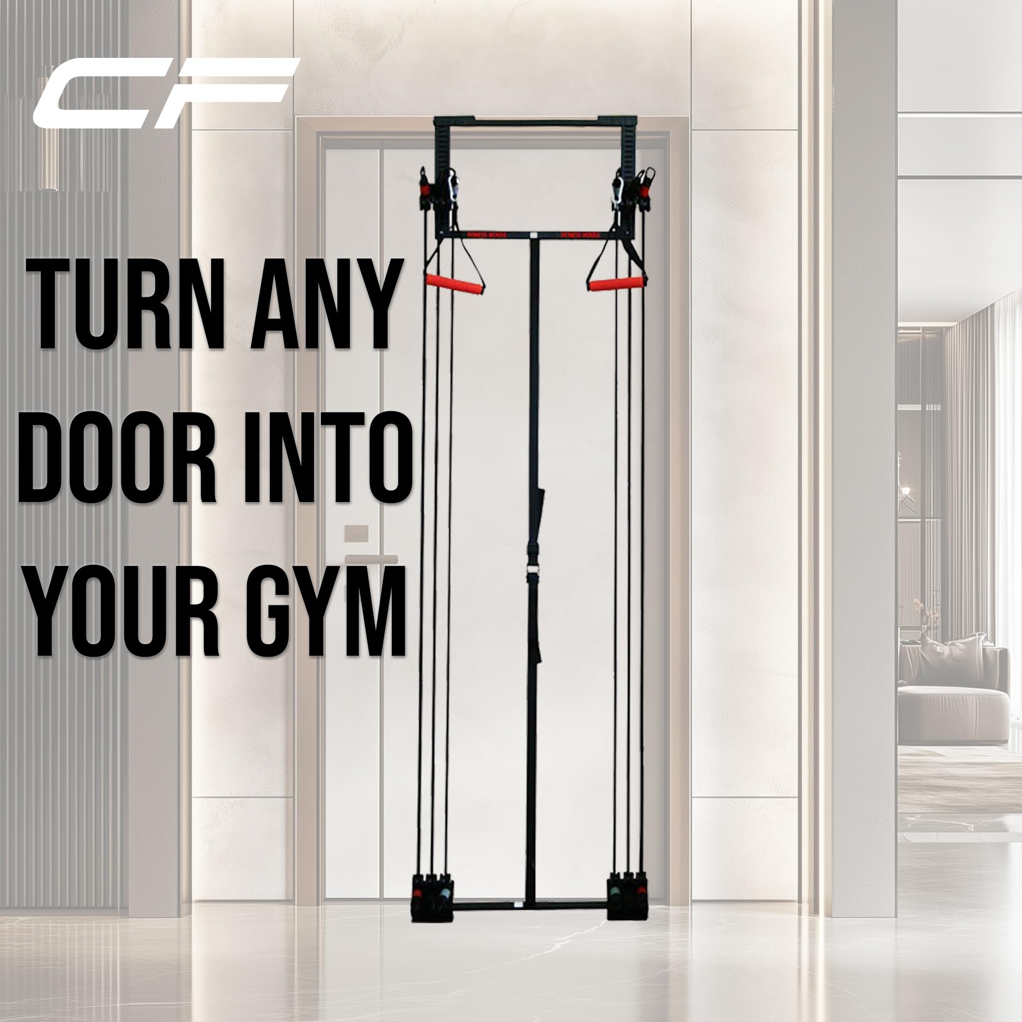 Multiestación de Fitness para Puerta con Poleas y Elásticos – Gimnasio Completo en Casa, Fácil de Instalar, Ideal para Tonificar Piernas, Brazos y Espalda - Entrena en Cualquier Puerta.