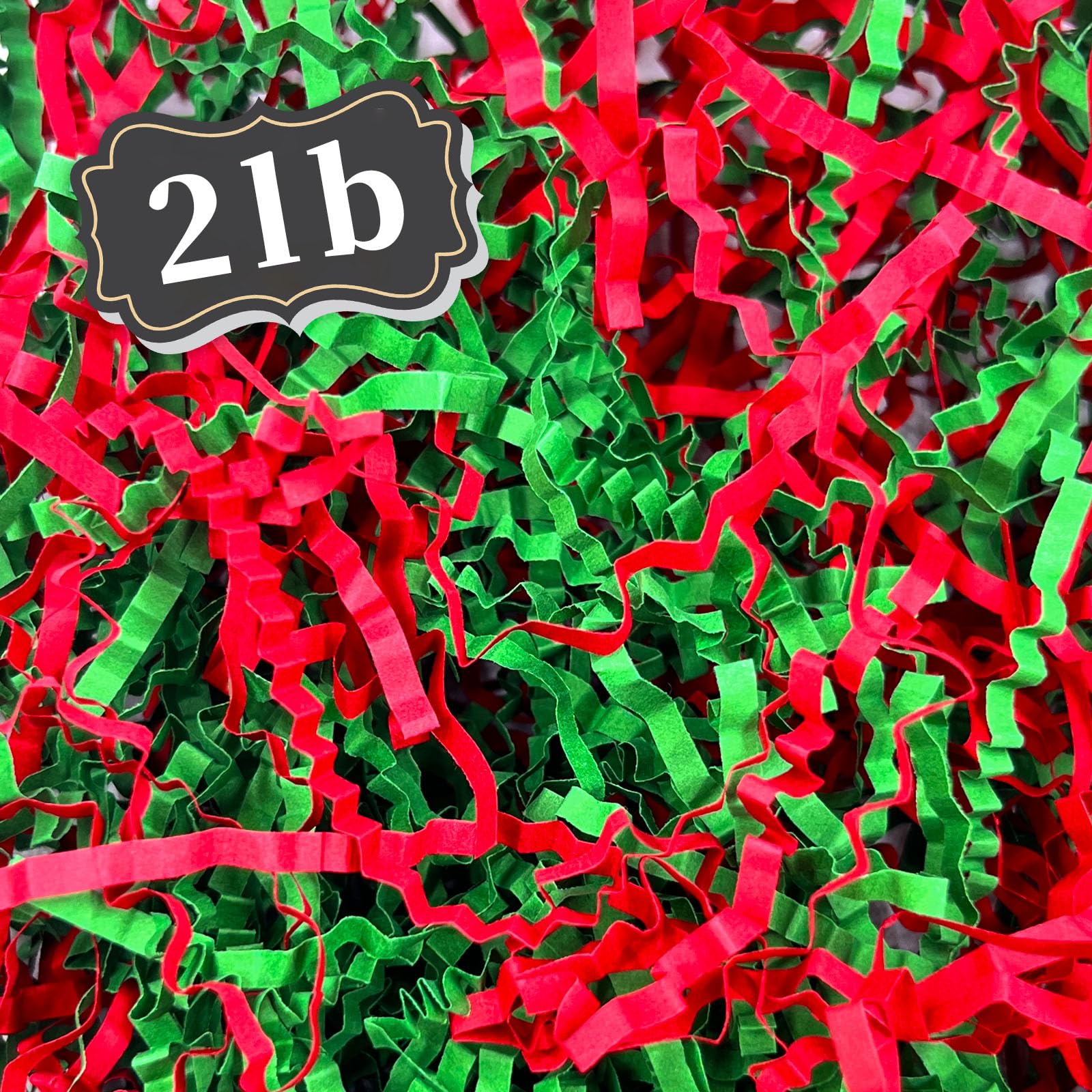 ZEBMOON 2 LB Red Green Crinkle Cut Paper Shred Filler Great for Gift Wrapping, Basket Filling, Birthday, Wedding, Halloween, Thanksgiving, Christmas Day, New Year Party Decorations Filling Supplies