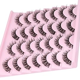 Russain Strip Lashes D-Curly False Eyelashes Natural Look Wispy Cat Eye Lashes that Look Like Eyelash Extensions 3D Lashes Pack