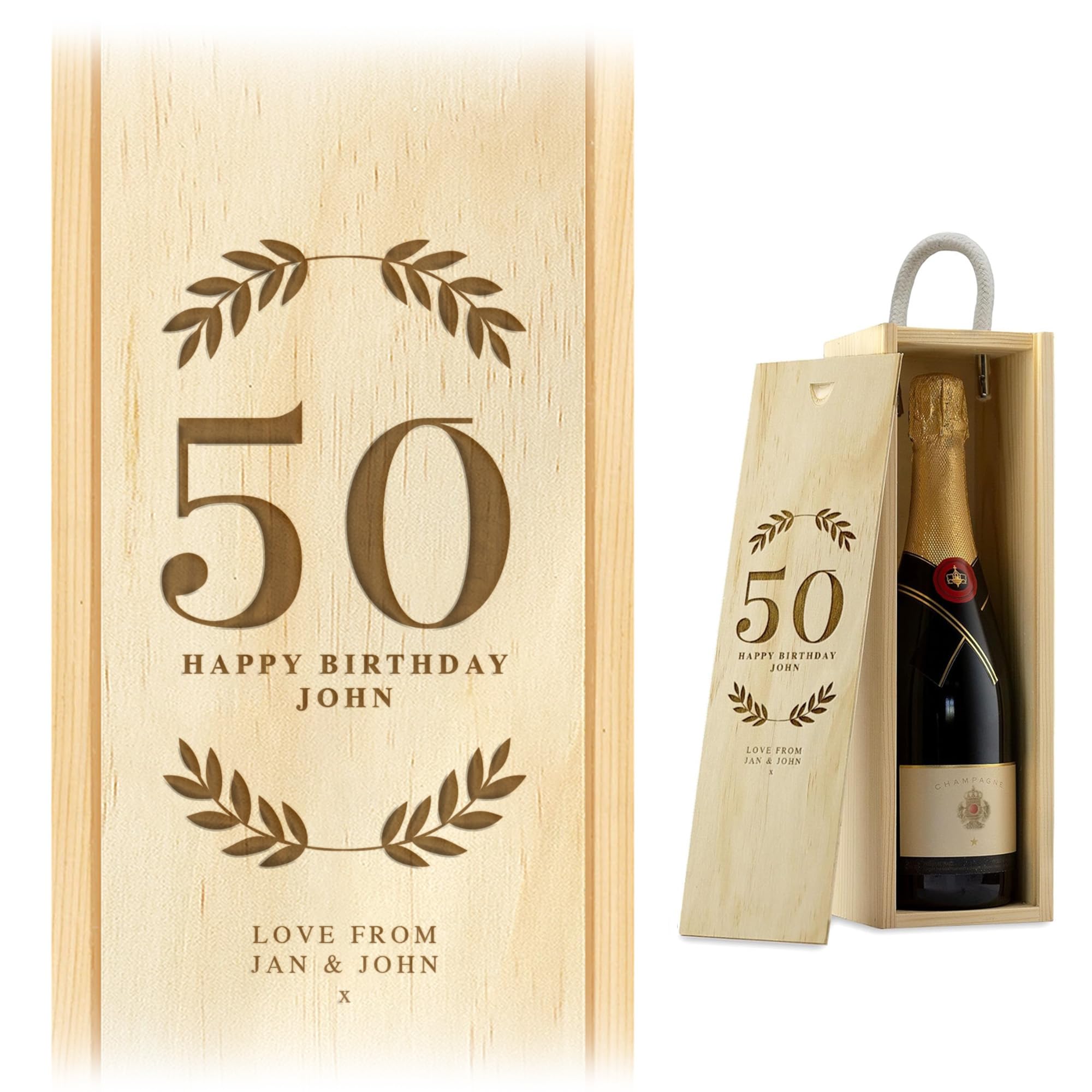 A1 Graphics Ltd Personalised Wine Box Custom Laser Engraved Gift Birthday Christmas Anniversary Design 4 (Natural)