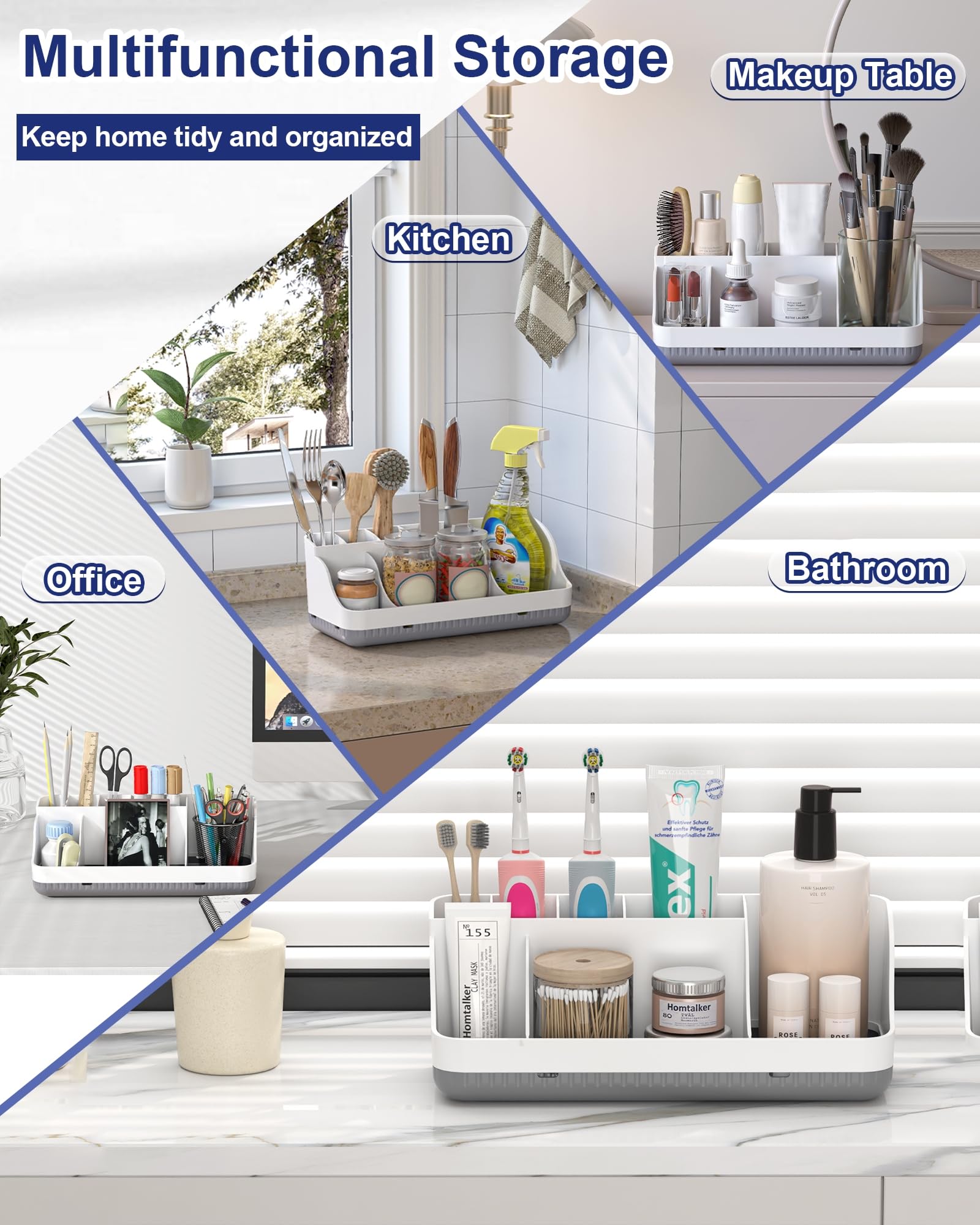 Homtalker Bathroom Counter Organizer and Storage, 7 Slots Detachable Toothbrush — product photo