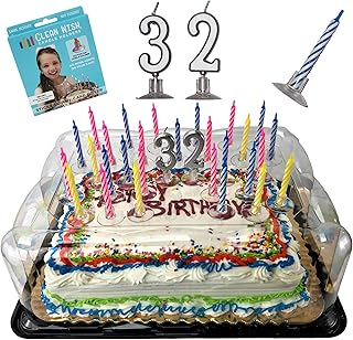 Birthday Suction Cup Holders - Easily Stick to Any Cake Cover, Washable and Reusable 32 Holders & Adapters