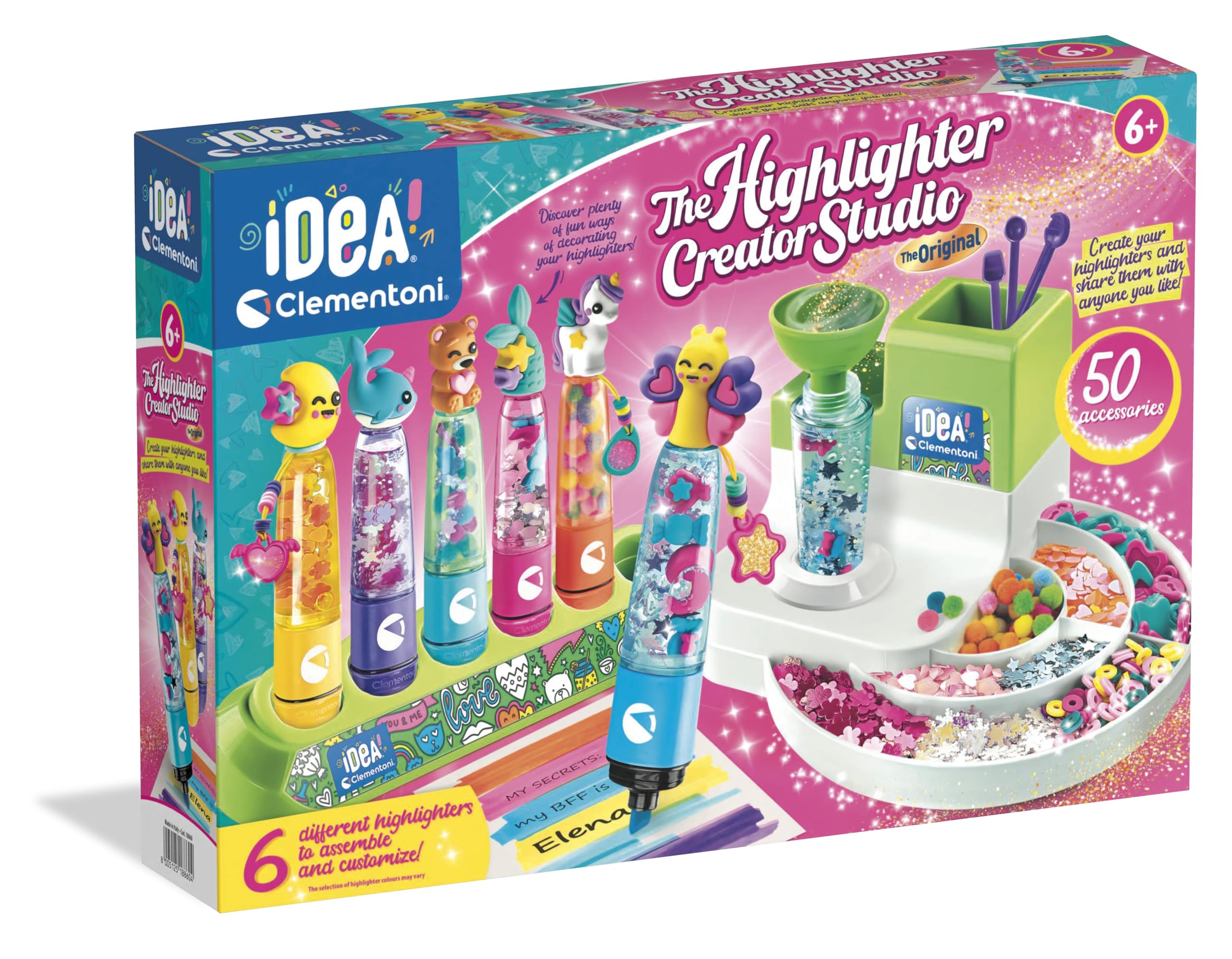 Clementoni Idea 18860 Surligneur d'atelier avec plus de 50 accessoires – Jouet créatif, stylo personnalisé, coffret cadeau pour enfants à partir de 6 ans
