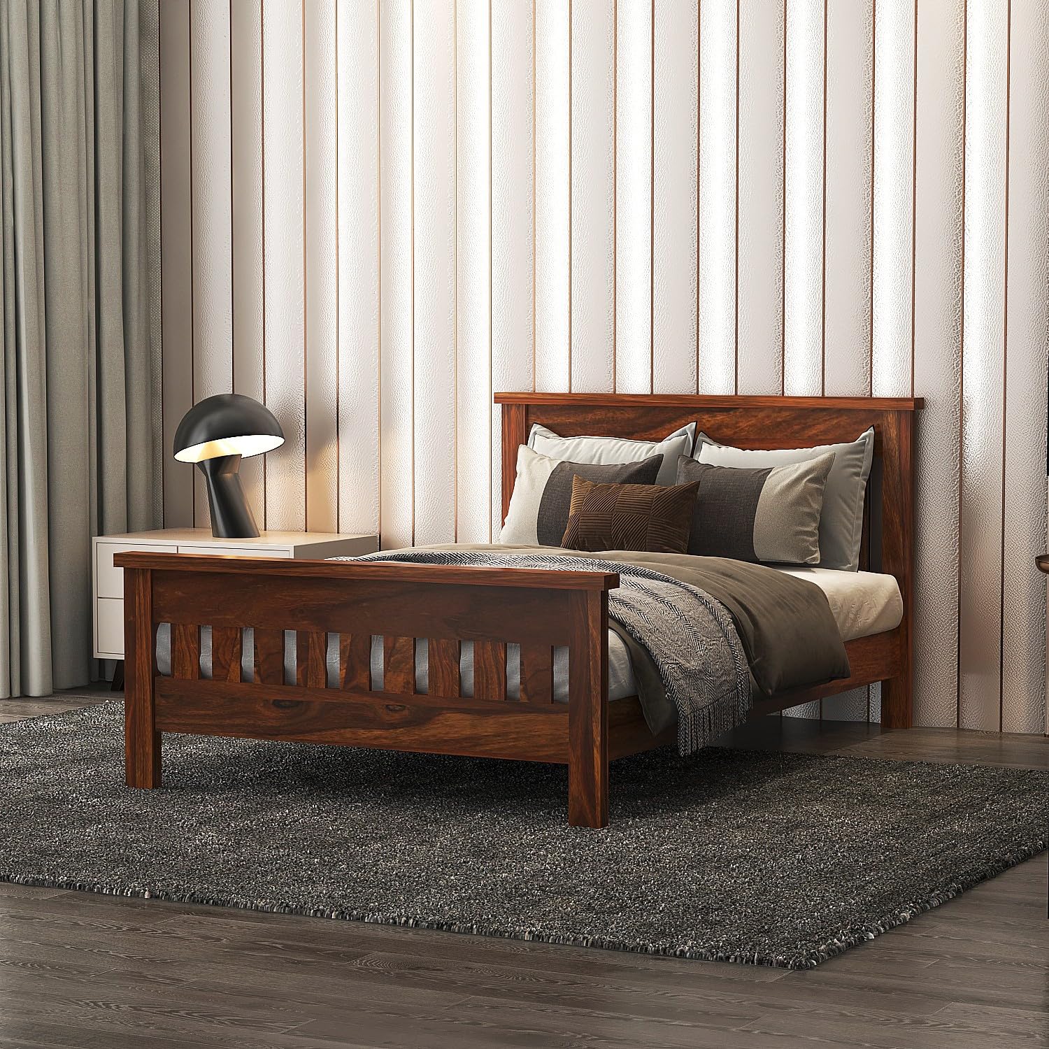 AADITYA WOODS Solid Sheesham Wood Single Bed Cot Without Storage | Single Size Bed for Bedroom | Multipurpose Use Bed- Honey Teak 11