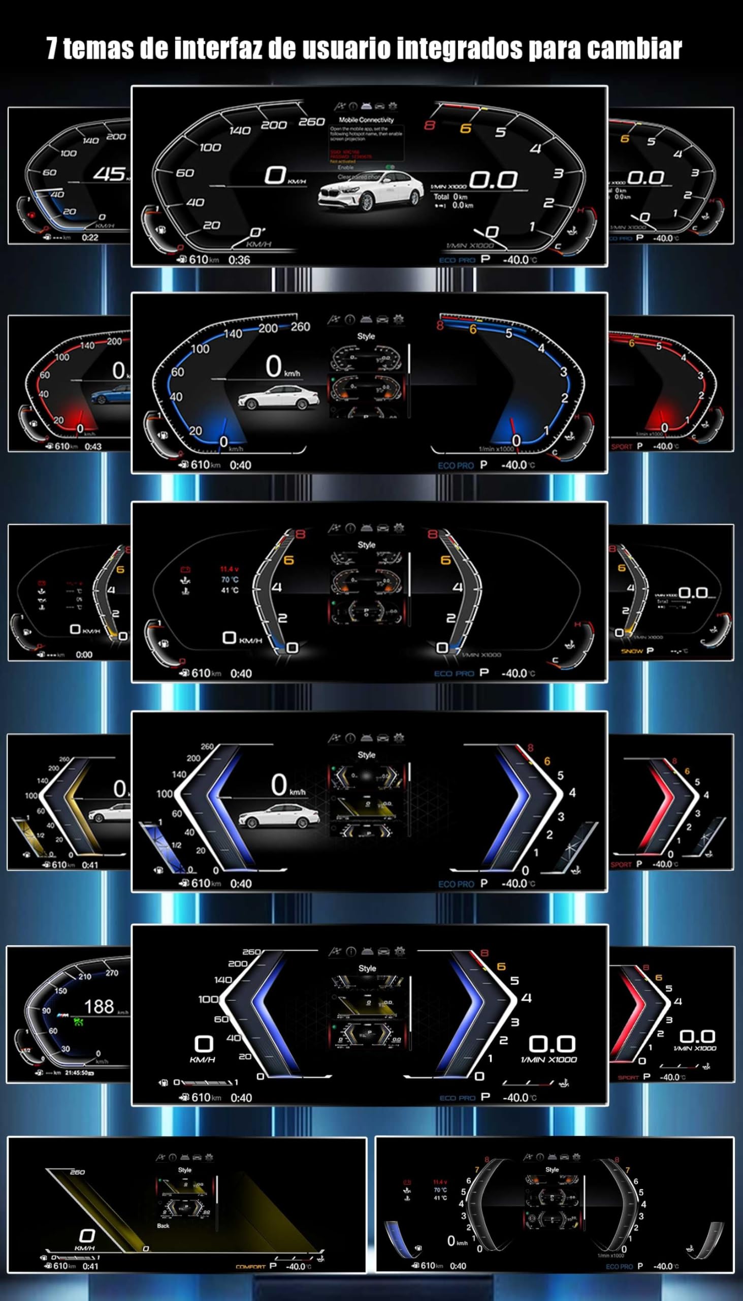 12.3" Cuadro de Instrumentos Digital LCD para BMW Serie 5 F07 F10/F11/F18, Serie 6 F01/F02/F03, Serie 7 F06/F12/F13, X3/X4/X5/X6 F25 F26 F15 F16, Panel de Instrumentos Digital 4-Core, Conectar y Usar