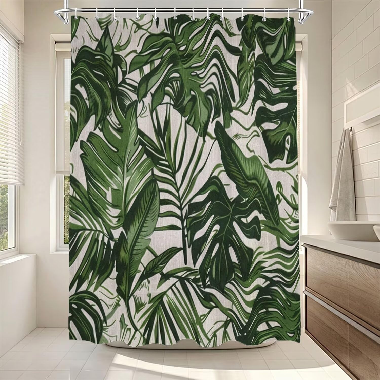 Rideau de douche en polyester haut de gamme 180x220 cm motif végétal ZO-915
