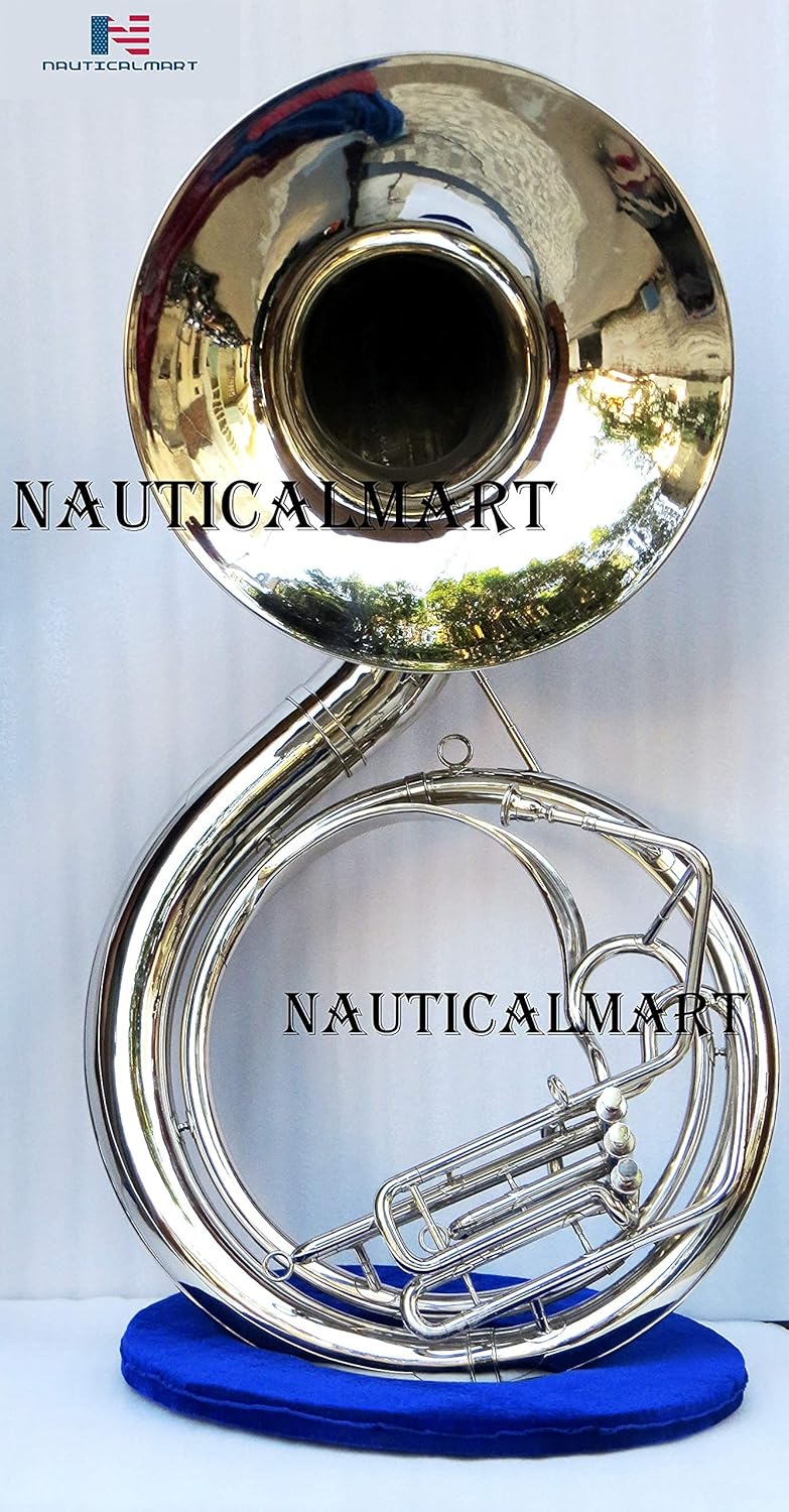 Bb Flat Silver Sousaphone Tuba With Free Case+Mouthpiece Bb Big Bell 24" Nickel | Collectible Gift, Perfect for Christmas & Holiday Gifting