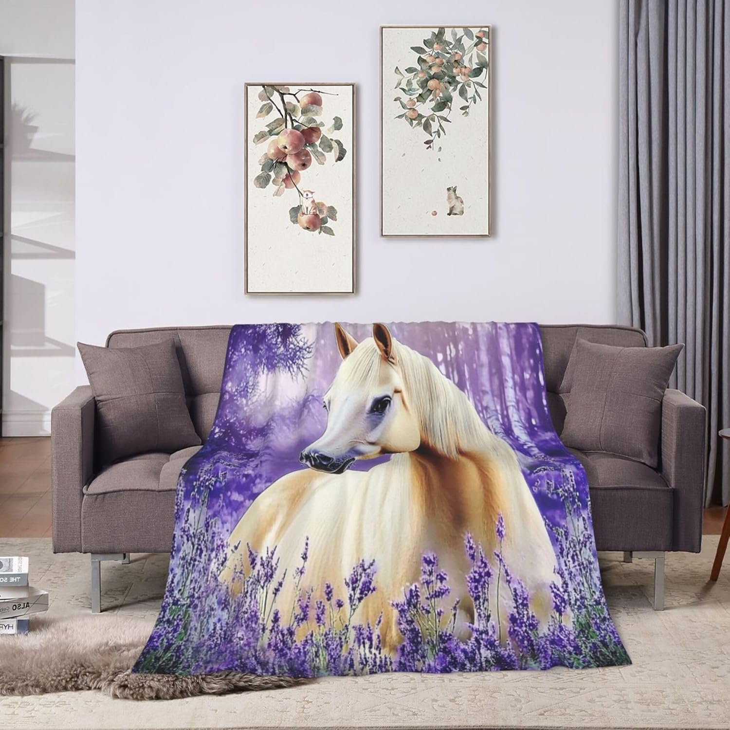 Horse Blanket Purple Horse Decor Cozy Animal Throw Super Soft Plush Flannel Fleece Blanket Gift for Kids Adults Men Women Ultra Warm & Lightweight Flannel, 50"X40" - Image 8