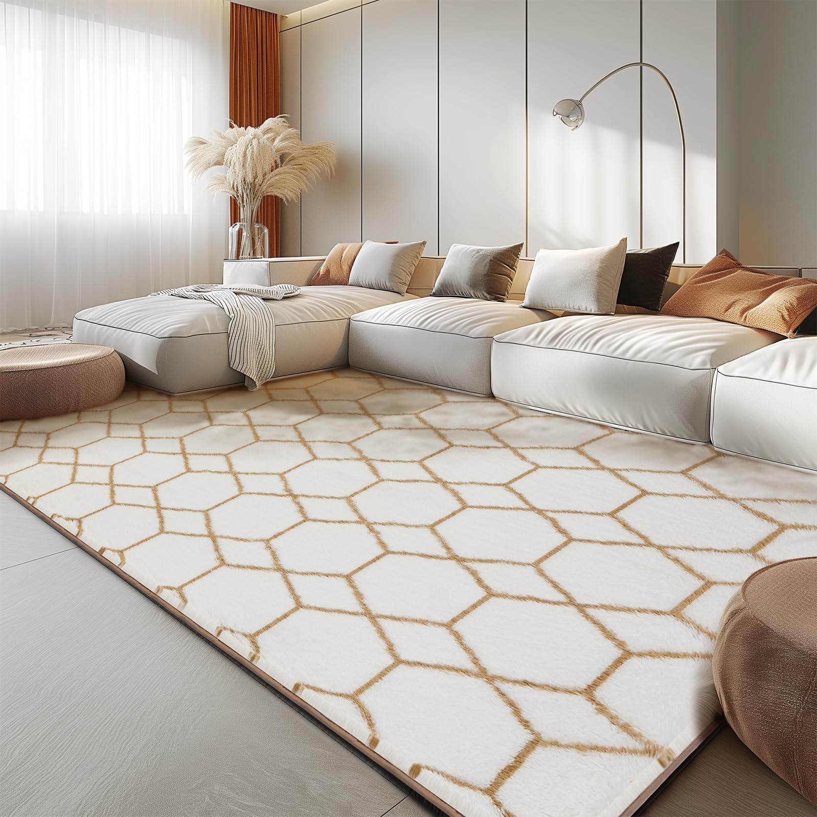 Area Rug for Living Room Bedroom 5X7 Feet Soft Shaggy Rug Plush Fluffy Rugs Modern Moroccan Geometric Carpets