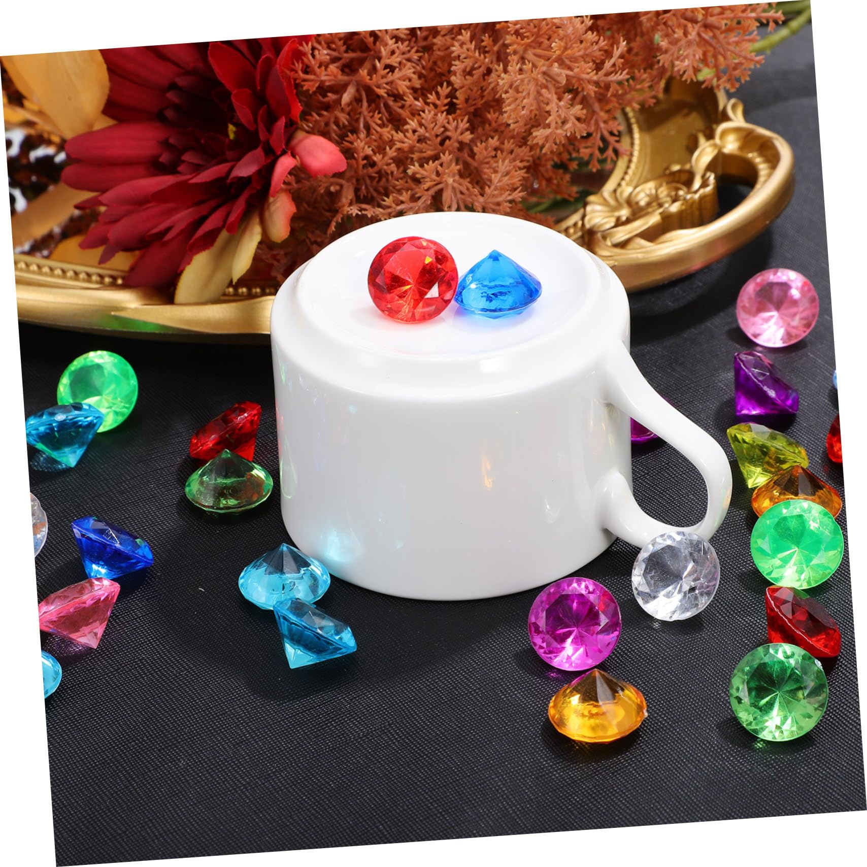 2 Set Acrilici Colorati Brillanti Gemme Decorative per Feste Matrimoni E DIY Simulati per Riempitivi Tavola E Vasi 100 Pezzi*2