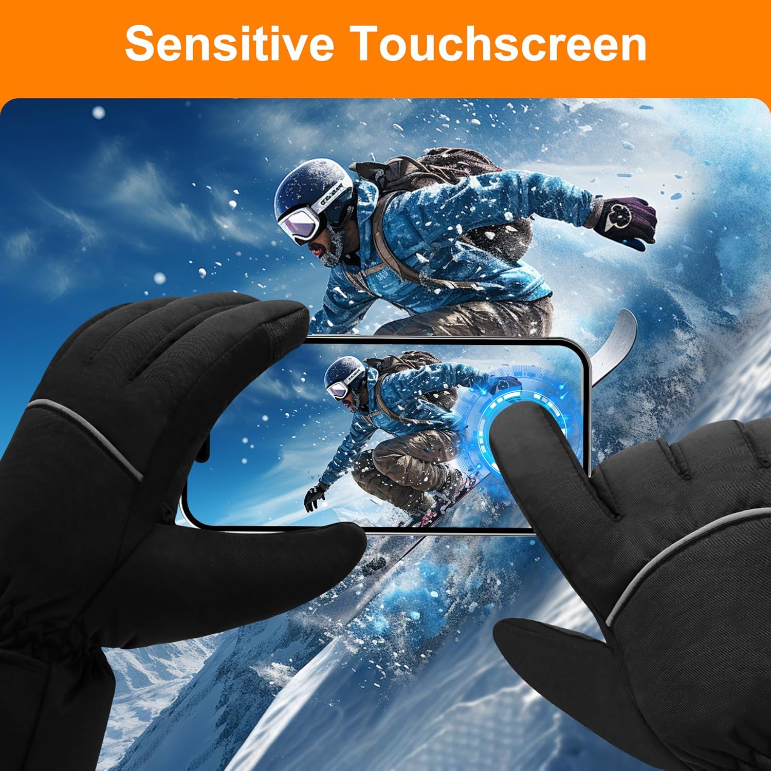 MMlove Heated Gloves for Men Women Rechargeable Waterproof Touchscreen Heating Gloves, Outdoor Indoor Battery Powered Hand Warmer for Hunting Camping Fishing Skiing Motorcycling Gardening
