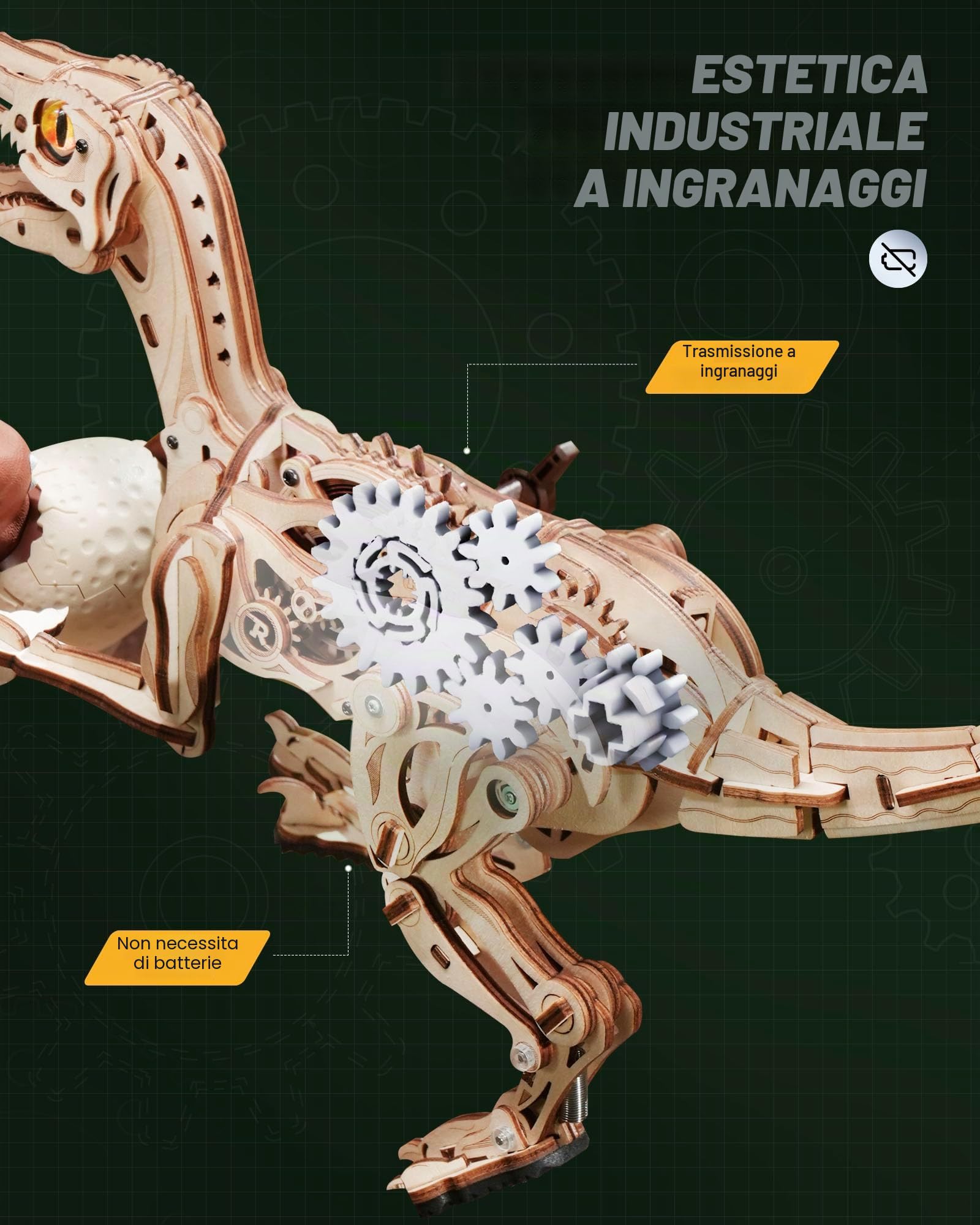 ROKR 3d puzzle in legno Raptor Dinosaur