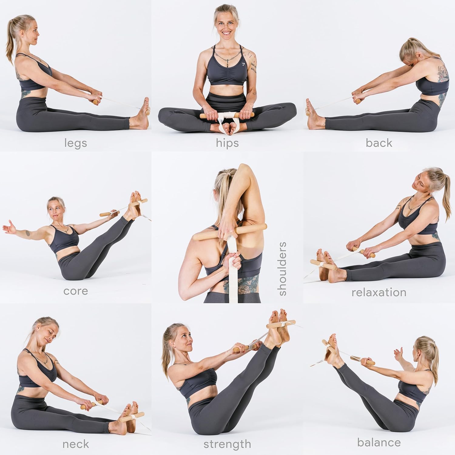 ビーチウッドハンドル抵抗バンドポータブルストレッチバーヨガフィットネスプーラー体操ストレッチ