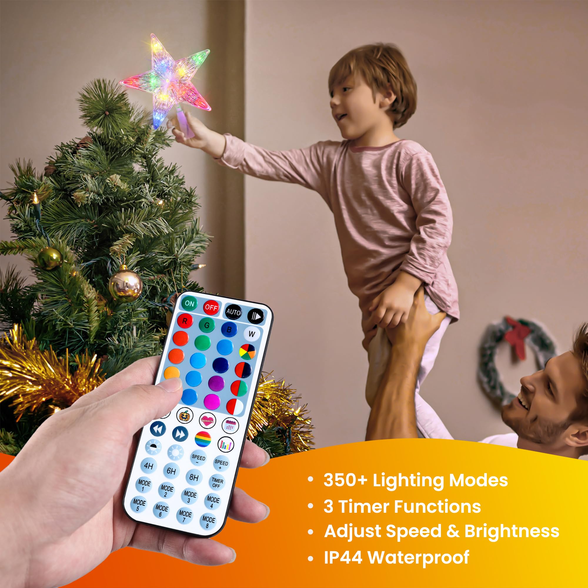 Étoile Lumineuse Pour Sapin De Noël YAYZA! - 10 LEDs RGB, Contrôle Par App Et Télécommande - 5m USB