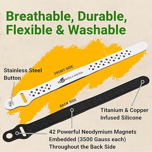 Miniatura 3 de Pulsera de terapia magnética, súper resistente, impermeable, transpirable, cómoda, ajustable, con infusión de titanio y cobre