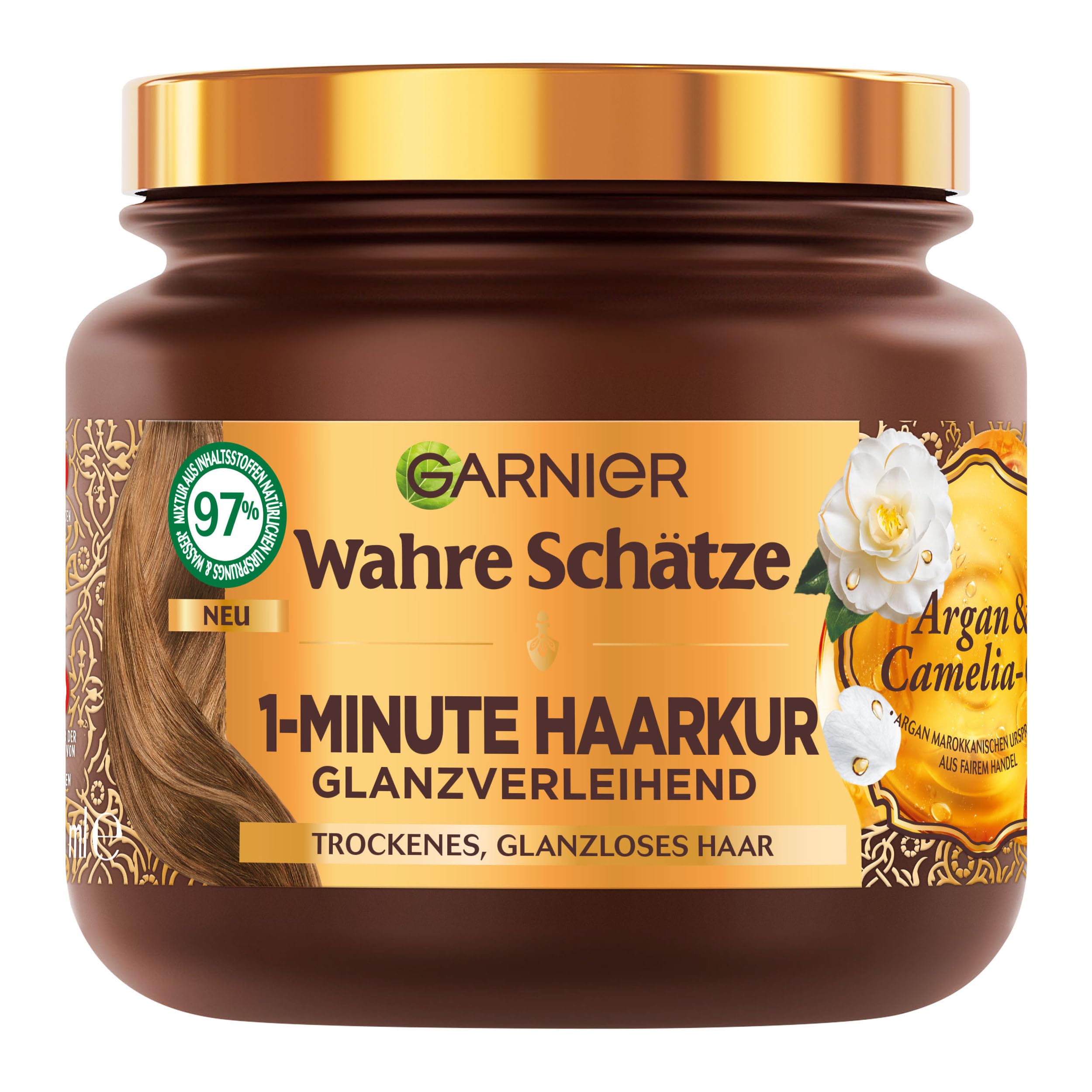 Wahre Schätze 1-Minute Hair Treatment for Dry and Dull Hair with Argan Oil and Camelia Oil for Shine and Suppleness Vegan Formula