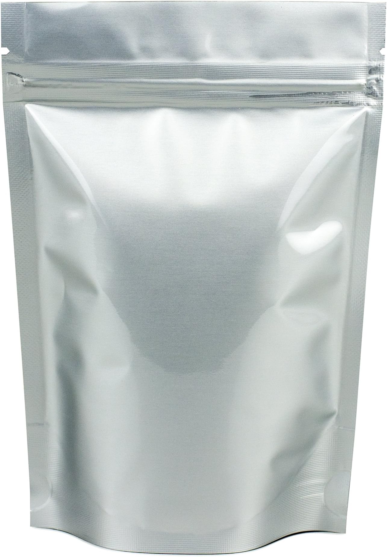 Clearwave Health Silver Stand Up Pouch - Aluminium - Matt Finish - Mylar - Ziplock Grip Seal x 50-10cm x 14cm