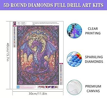 Amazon | mrpwnle ドラゴンステンドグラス ダイヤモンドペイン