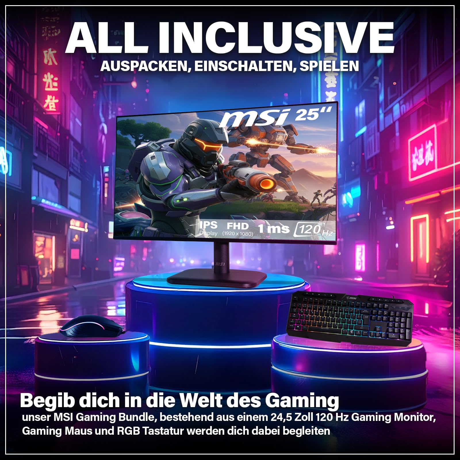 HYPER BYTE - Gaming PC - Komplett Set mit AMD Ryzen 7 5700G | 4,6 GHz | Vega 8 | 16GB DDR4 RAM | 1TB SSD | Wasserkühlung | 25 Zoll Monitor | Maus & Tastatur | WLAN | Win11 Pro | All in One Desktop