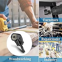 Vista 8 de HOOOWOOO Taladro de taladro de 105 grados de ángulo recto de ángulo de conductor con broca hexagonal de 14, broca magnética rápida, broca en ángulo