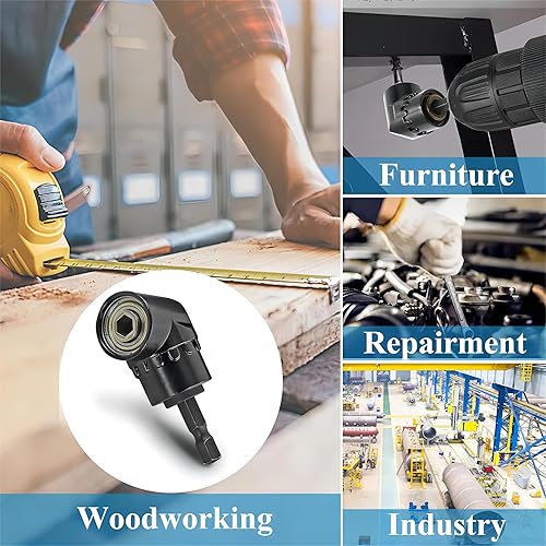 Miniatura 8 de HOOOWOOO Taladro de taladro de 105 grados de ángulo recto de ángulo de conductor con broca hexagonal de 14, broca magnética rápida, broca en ángulo,