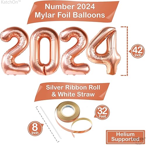 Miniatura 2 de KatchOn, Globos gigantes de oro rosa 2023, 40 pulgadas, globos 2023 de oro rosa, decoraciones de graduación de oro rosa para clase de 2023, números