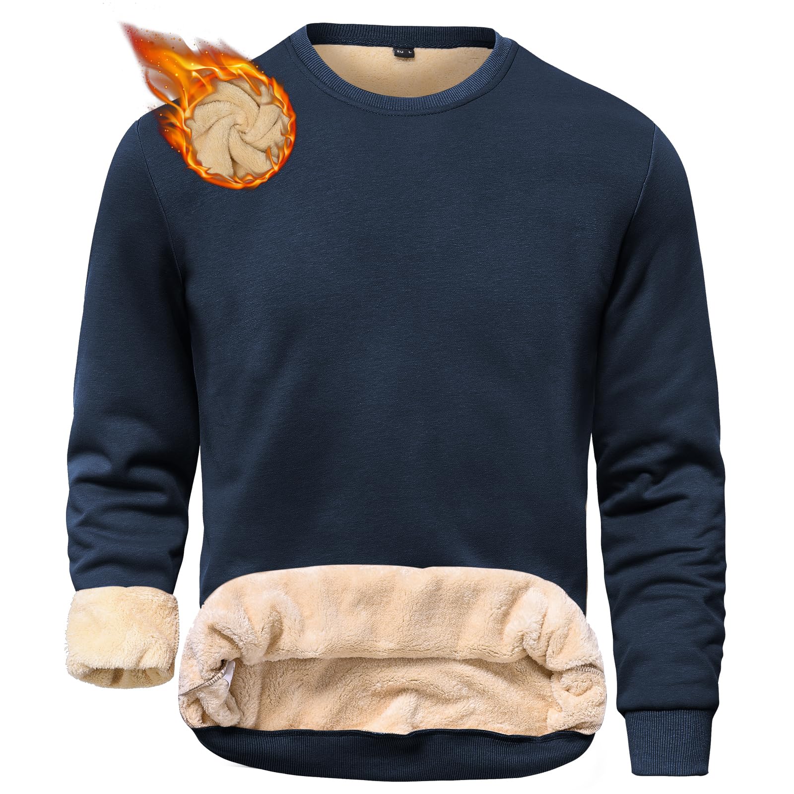HFDWYJ Felpa Uomo Senza Cappuccio Inverno Girocollo Termico Foderato in Pile